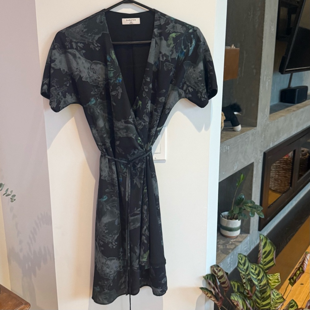 Babaton Wallace wrap dress, XXS, Black and Gray